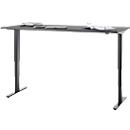 Bureau, elektrisch in hoogte verstelbaar, T-poot zonder dwarsbalk, B 1800 x D 800 x H 605-1265 mm, grafiet/zwart